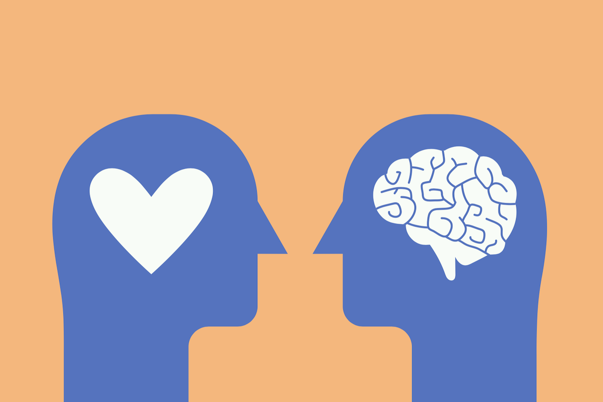Heart and brain. Mind and Heart. Heart and Mind blockages. Connection between Heart and Brain. Mental Wellbeing vector.