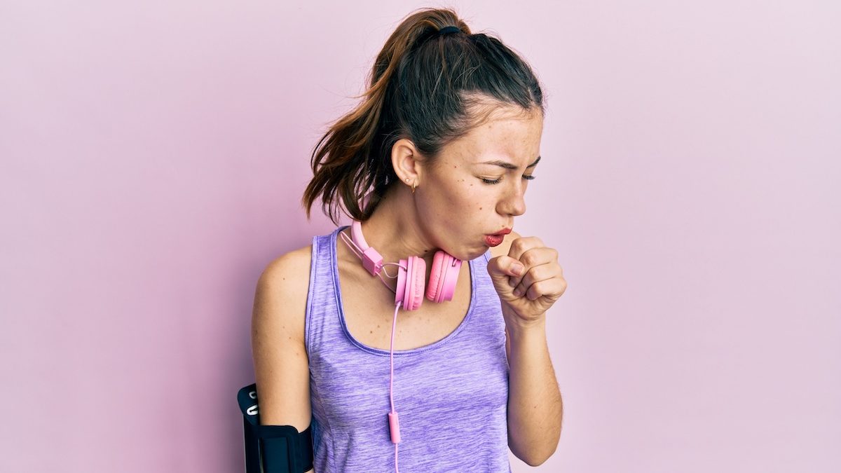 woman with flu trying to exercise