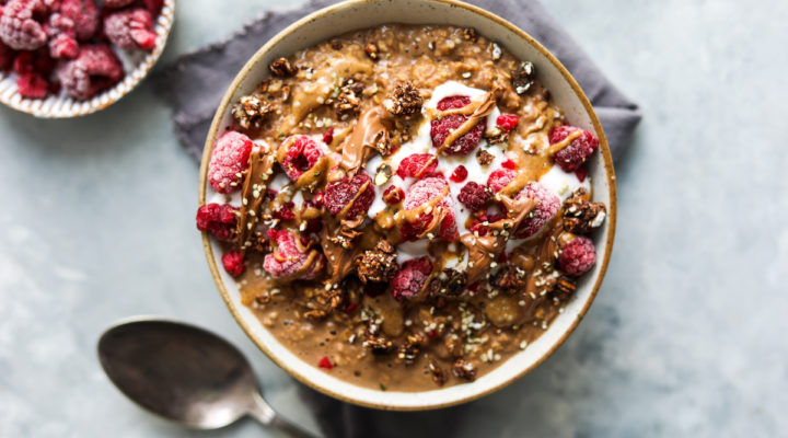 raspberry proats or protein porridge